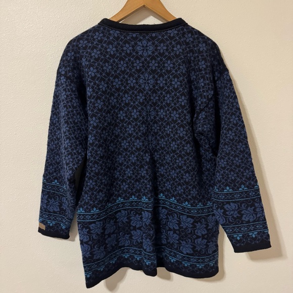 Vintage 90s Dale of Norway Wool Button Cardigan Nordic Fair Isle Velvet-M - Picture 2 of 11